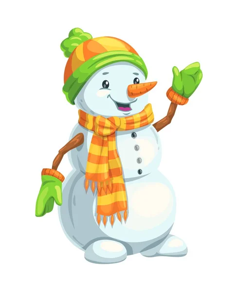 Christmas snowman character with scarf and hat — Stock Vector