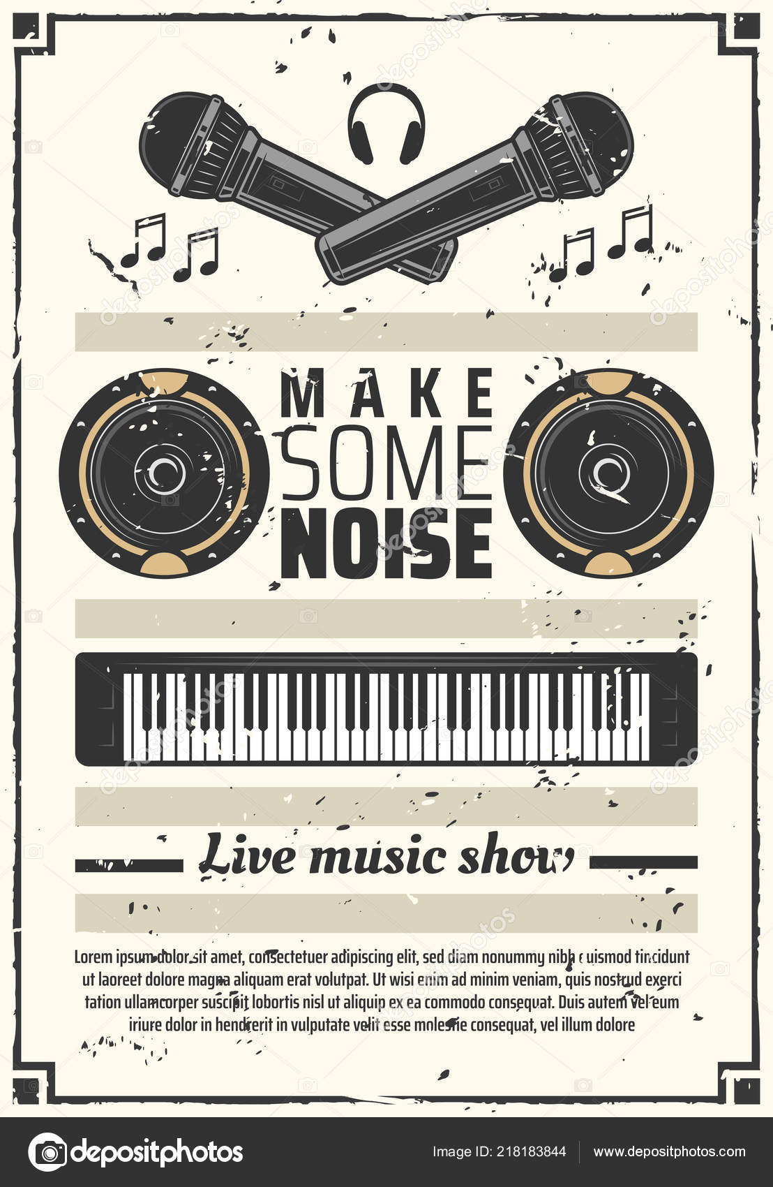 Casque Et Synthétiseur De Musique Spectacle Affiche Rétro Image