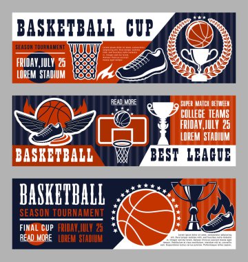 Basketbol spor oyun afiş alanı ve topu ile