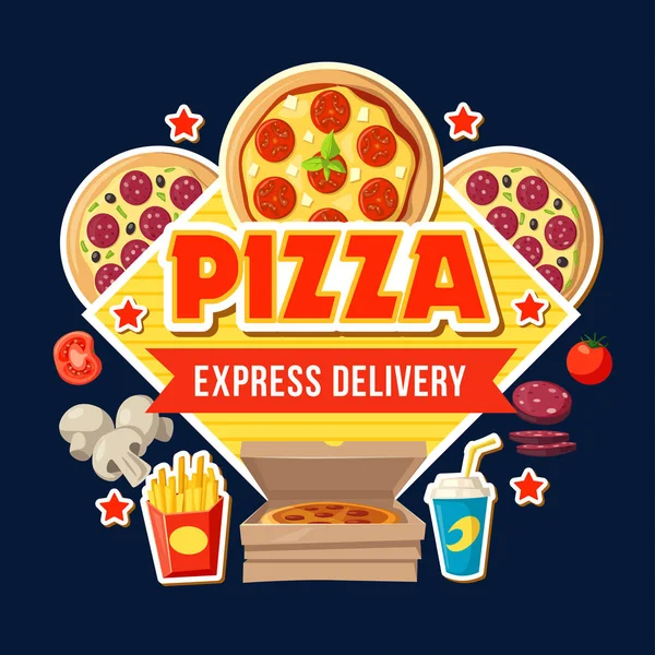 Poster di consegna espresso pizza per fast food — Vettoriale Stock