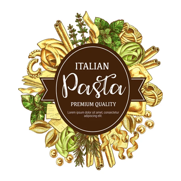 Ícone de macarrão italiano com pastelaria e tempero — Vetor de Stock