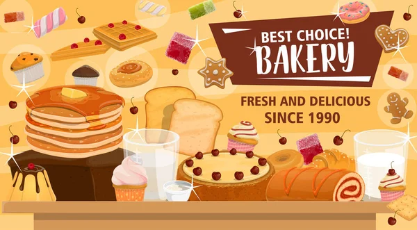 Αρτοποιείο banner για προϊόντα ζαχαροπλαστικής ή ζαχαροπλαστικής — Διανυσματικό Αρχείο