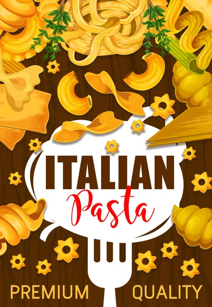 Italienisches Pasta-Poster mit Teigwaren oder Garnitur — Stockvektor