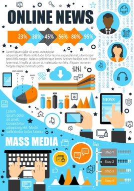Vektör infographics online haber ve kitle iletişim araçları