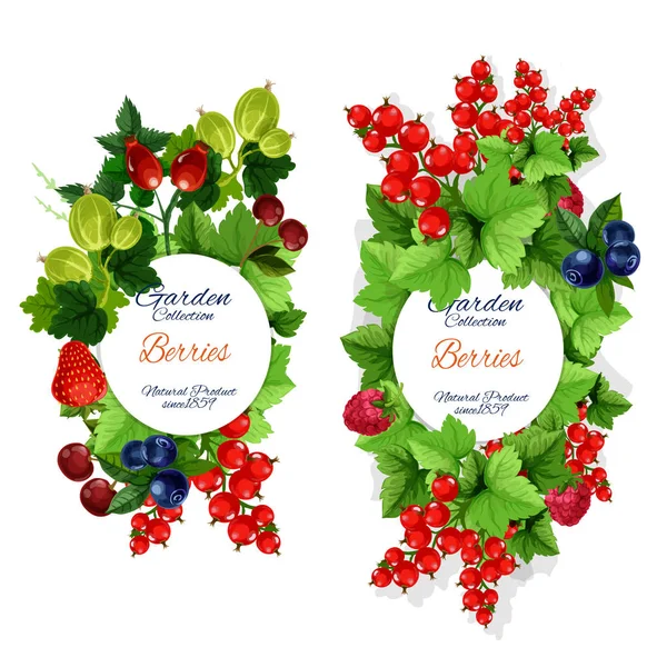 Vector natural garden berries banners — Stock Vector