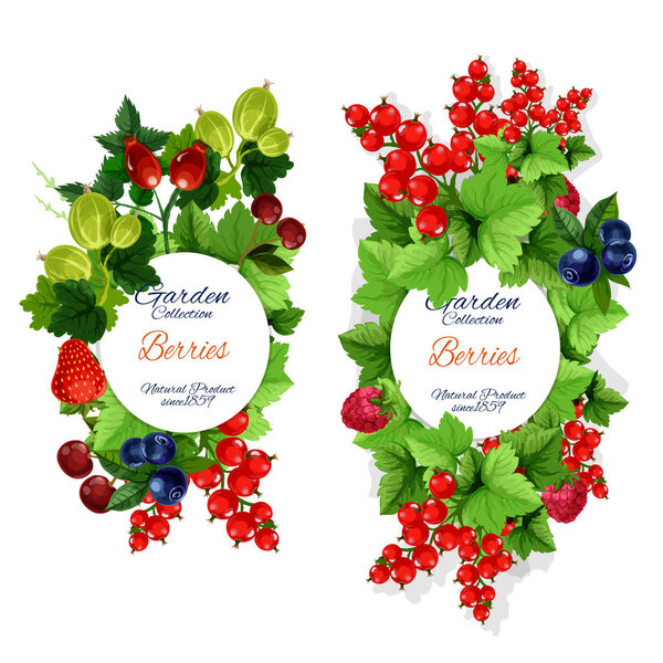 Vector natural garden berries banners