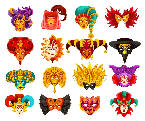 Masques vectoriels de mascarade de carnaval vénitien — Image vectorielle
