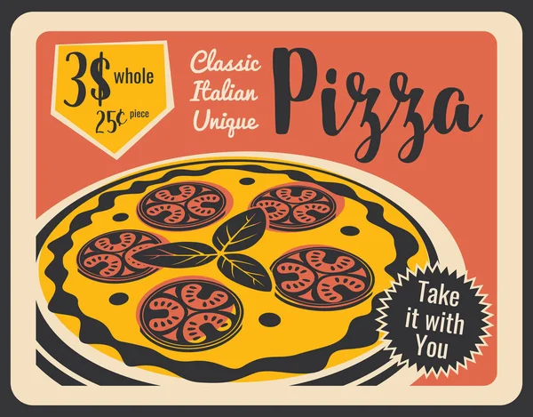 Pizzacı retro menü biberli ile vektör — Stok Vektör
