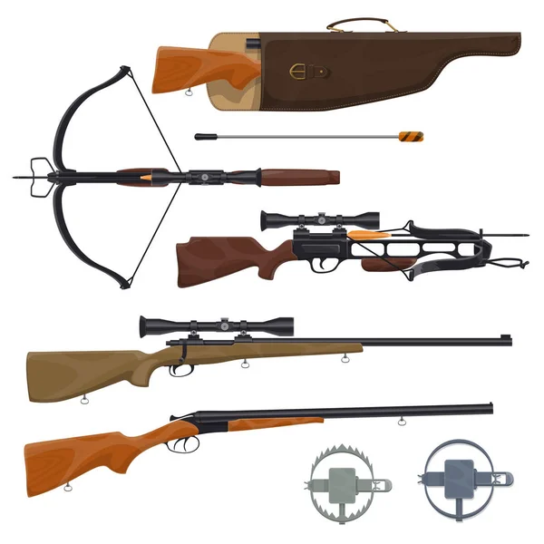 Hunting equipment and gun, vector — Stock Vector
