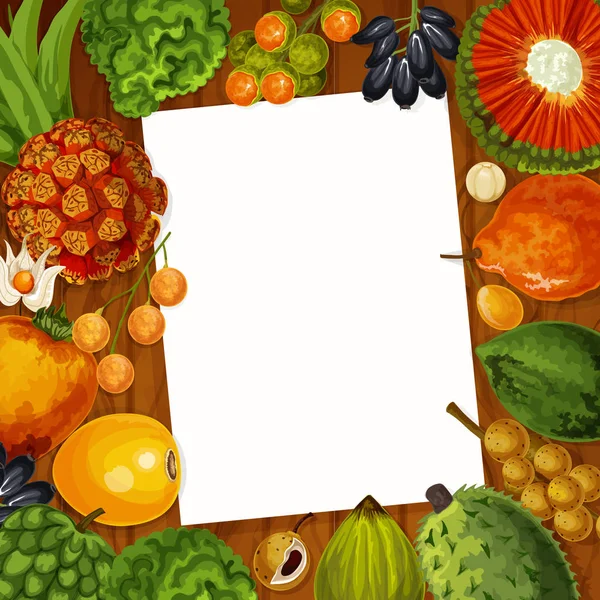 Cozinhar nota receita com frutas tropicais — Vetor de Stock