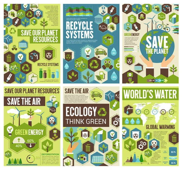 拯救环境地球、空气和自然 — 图库矢量图片