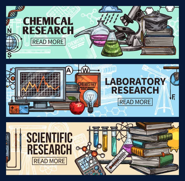 Investigación científica y bosquejo de laboratorio — Vector de stock