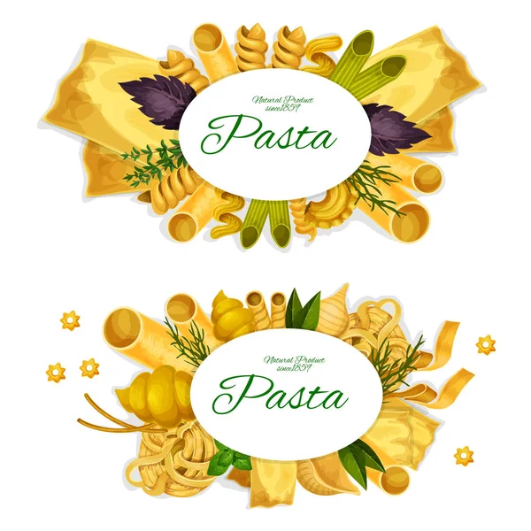 Tészta spagetti és ravioli, lasagna — Stock Vector