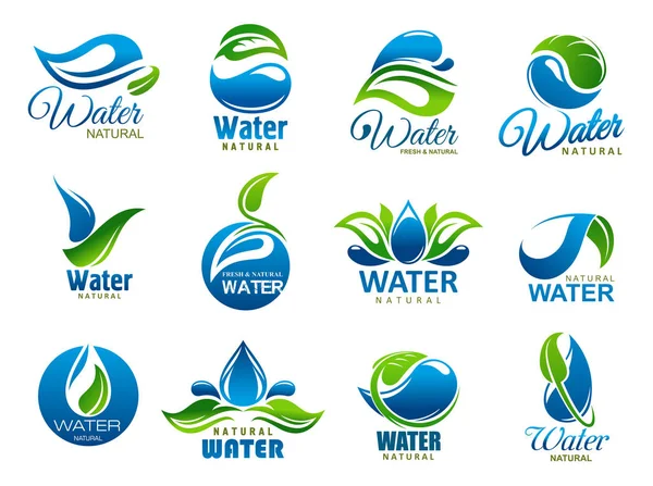 Natur- und Mineralwasser, Vektorsymbole — Stockvektor