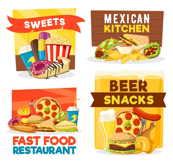 Fast food restaurace občerstvení a bar — Stockový vektor