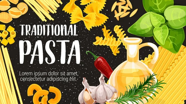 Massa italiana com ingredientes culinários — Vetor de Stock