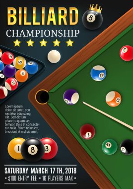 İşaret ve topları ile Bilardo oyun tablo
