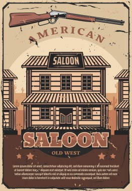 Vahşi Batı retro poster, Amerikan salon ve silah