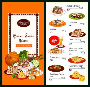 Alman mutfağı menü salata ve tatlılar