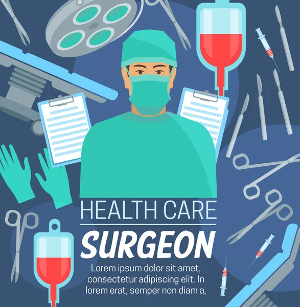 Chirurgie nemocnice, chirurg v masce — Stockový vektor