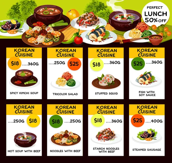 Korean cuisine food dishes, vector