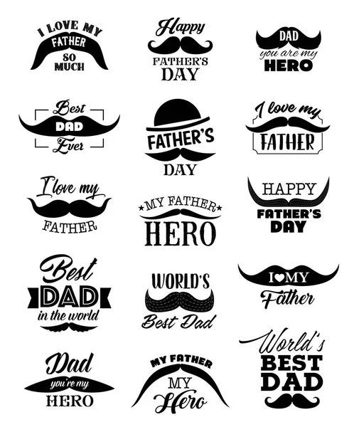 Iconos del Día del Padre con bigotes — Archivo Imágenes Vectoriales