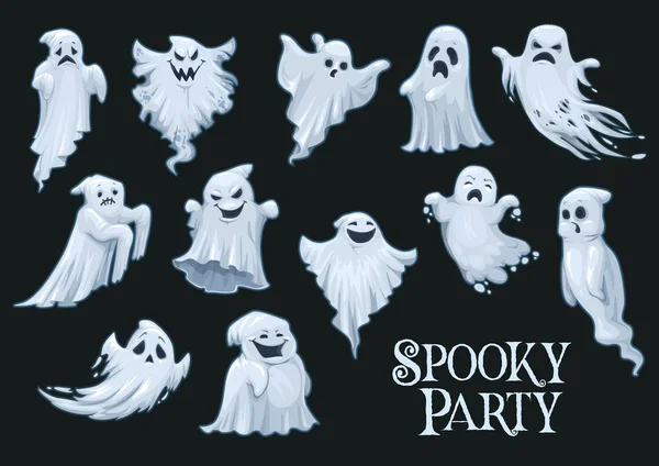 Halloween vetor fantasmas assustadores, festa assustadora — Vetor de Stock