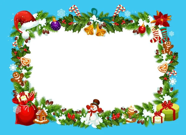 Weihnachtsgrußkarte mit Geschenkrahmen — Stockvektor