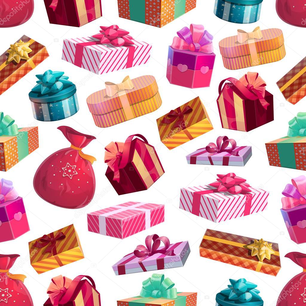 Christmas holiday gifts seamless pattern