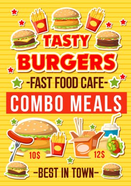 Fastfood Burger Restoran vektör menü