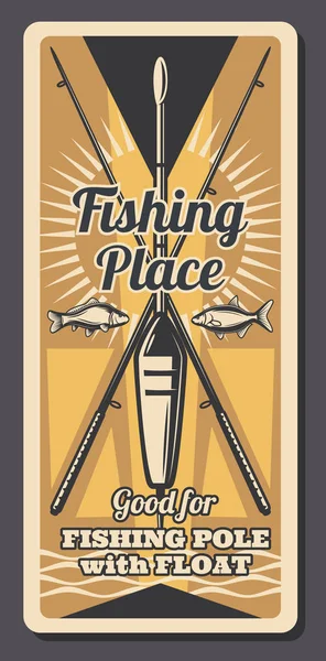 Local de pesca e peixe captura cartaz de propaganda — Vetor de Stock