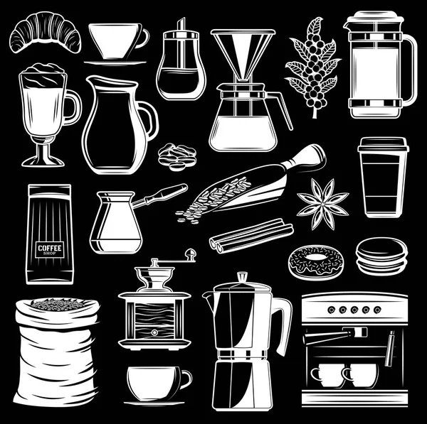 Kávovar a bufet vektorové ikony — Stockový vektor