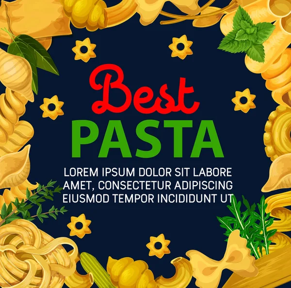 Italiaanse traditionele pasta. Italië keuken vector — Stockvector