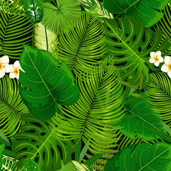 Tropische exotische Pflanzen, Blumen nahtlose Muster — Stockvektor