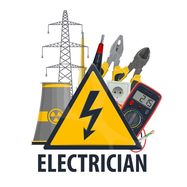 Electricity and electric engineering, vector tools — Stock Vector