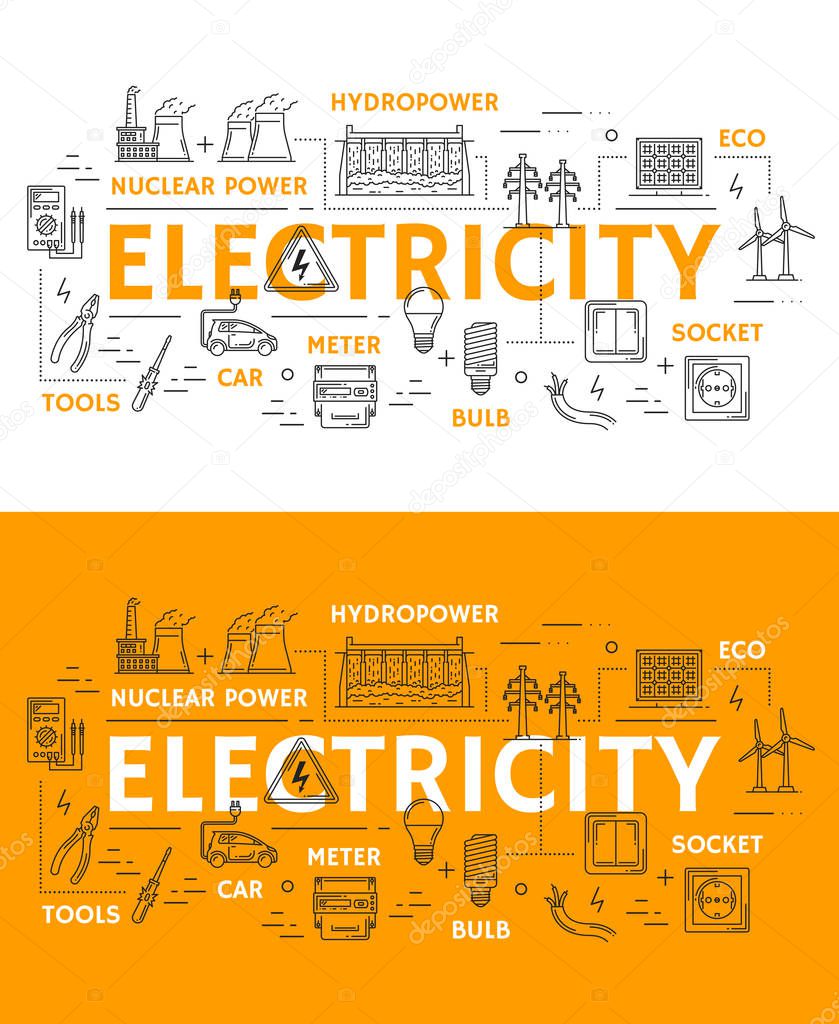 Electricity, power and energetics icons