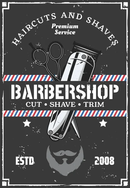 Barbershop hairclipper, baard en schaar. Vector — Stockvector