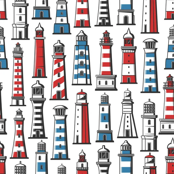 灯台とビーコンの航海のシームレス パターン — ストックベクタ