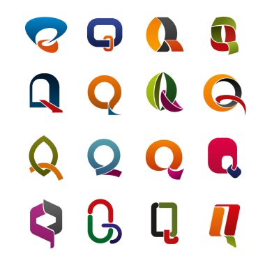 Harf Q kurumsal kimlik simgeler