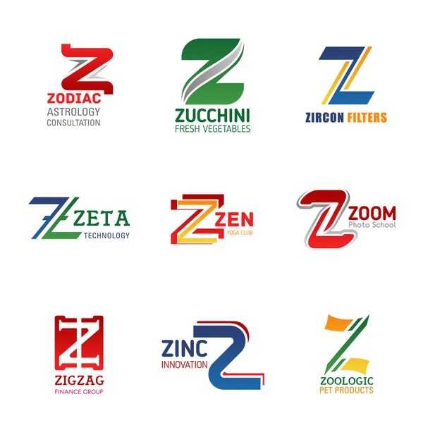Ícones de vetor de identidade comercial com letra Z — Vetor de Stock