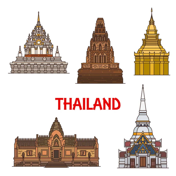 タイ旅行のランドマークや寺院 — ストックベクタ