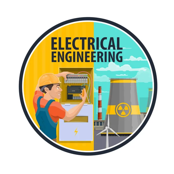 Engenharia eléctrica, central eléctrica, electricista —  Vetores de Stock