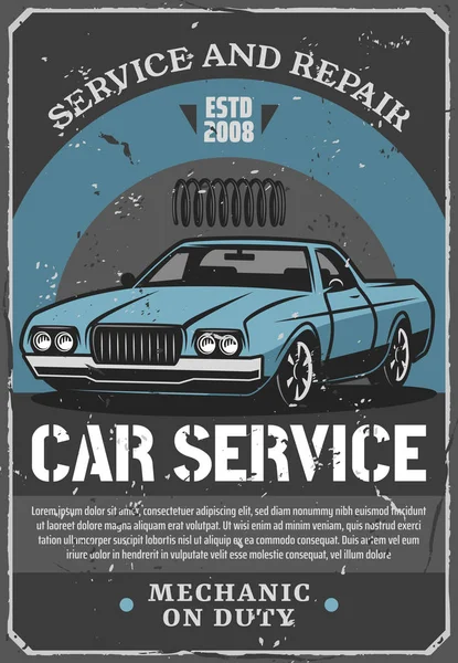 Araba tamir servisi VINTAGE poster — Stok Vektör
