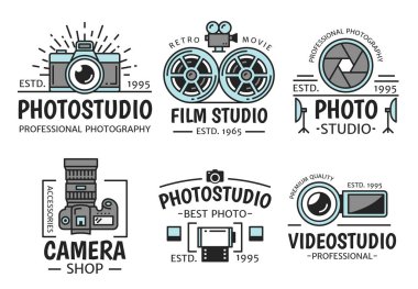 Fotoğraf ve retro film stüdyosu simgeler vektör