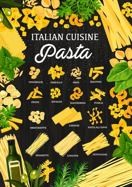 Menù di cucina italiana pasta tradizionale — Vettoriale Stock