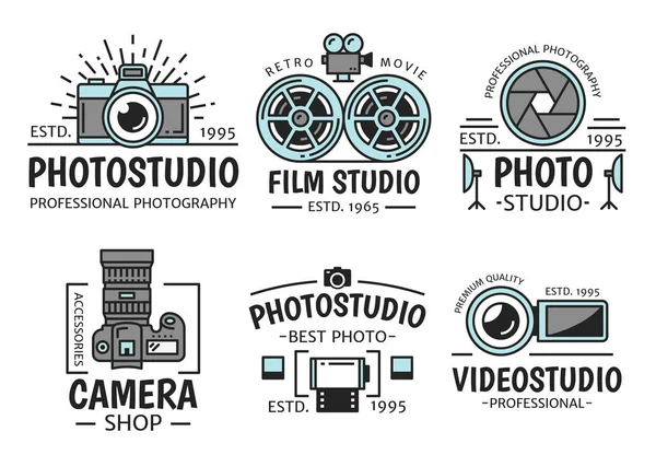 Iconos vectoriales de fotografía y cine retro — Vector de stock