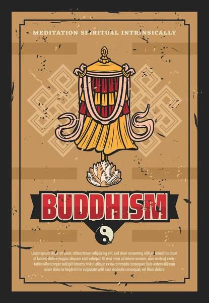 Budismo religión victoria bandera bandera cartel retro — Archivo Imágenes Vectoriales