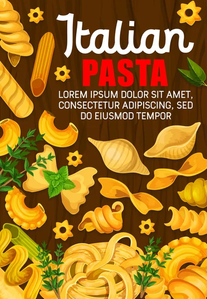 Cozinha italiana tradicional macarrão espaguete cartaz —  Vetores de Stock