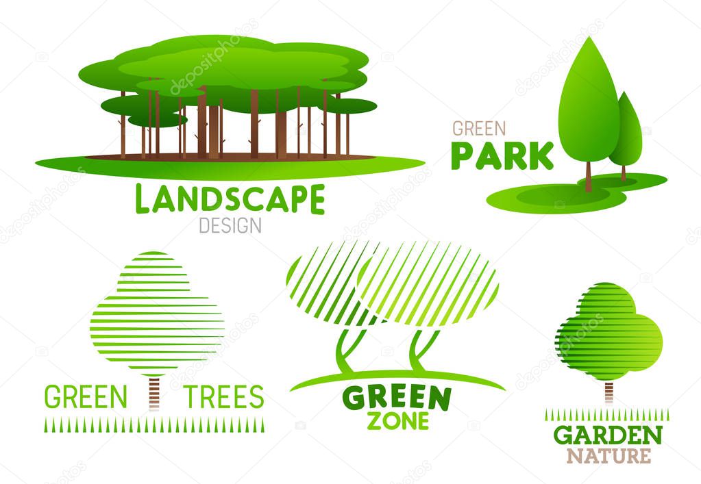 Vector: landscaping tree vectors | Landscaping design garden tree