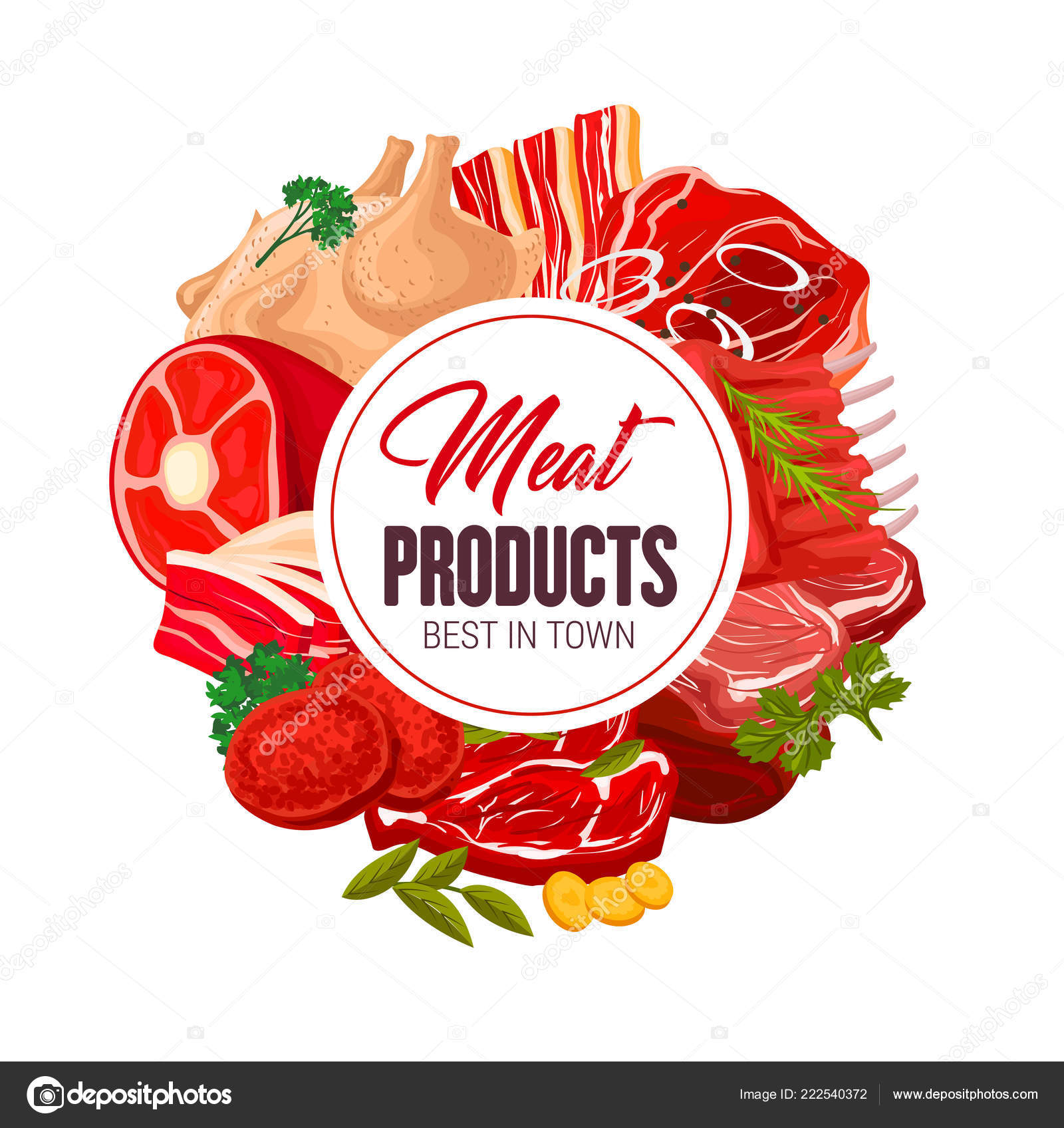 Butcher shop meat butchery products vector poster — Stock Vector